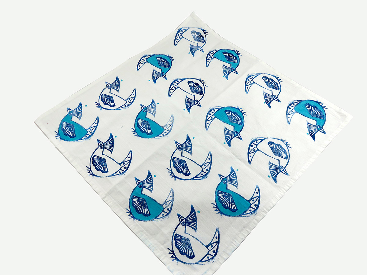 Furoshiki: gallina blu